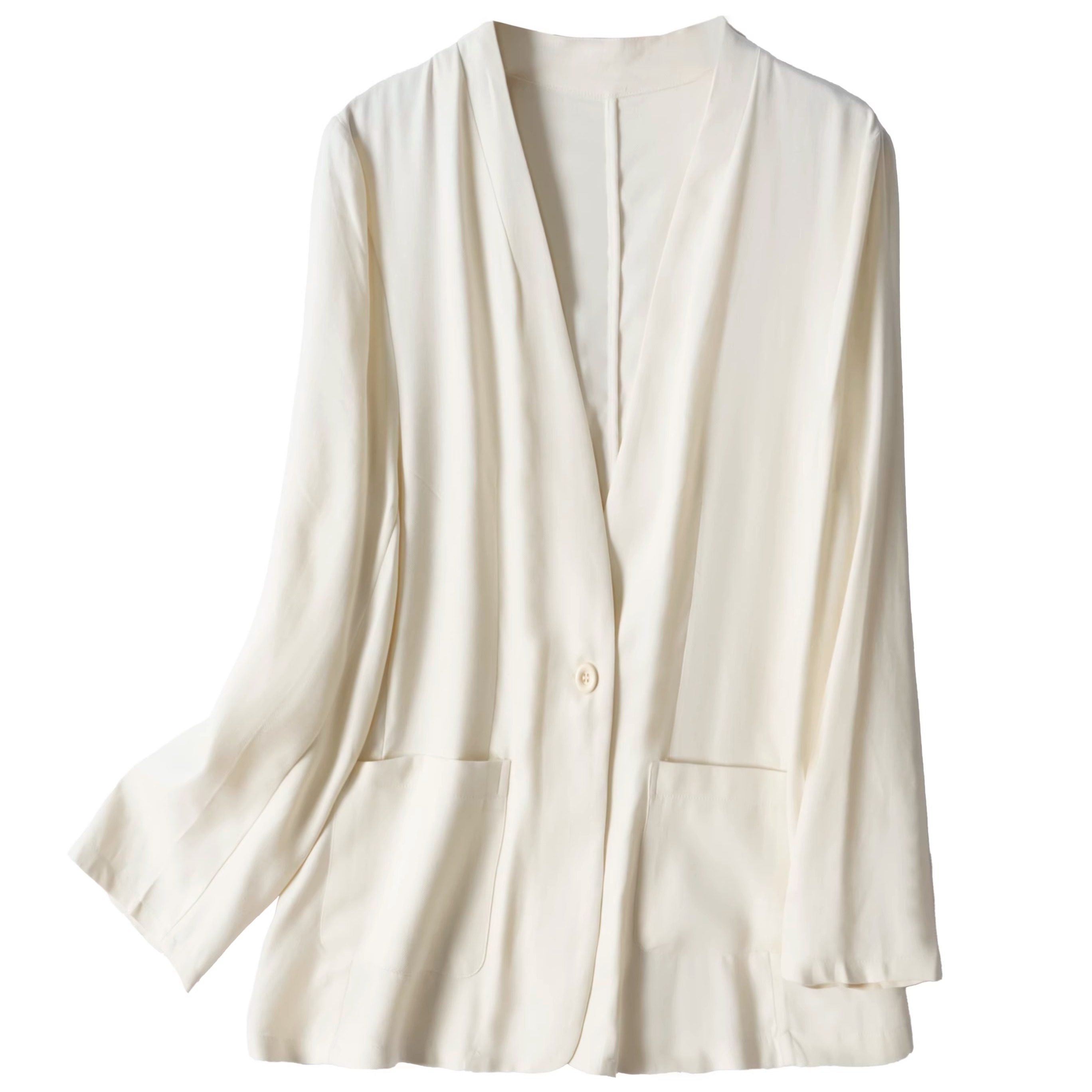 限定人字纹理！100%桑蚕丝绢丝西装外套女秋季一粒扣垂感西服上衣,淘宝优惠券,粉丝福利购,淘宝优惠卷