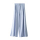 ຜ້າໄຫມ commuter ແອວສູງ trousers ບາດເຈັບແລະແມ່ຍິງສີແຂງ