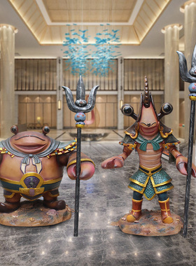 玻璃钢招财发光龙虾创意餐厅招牌