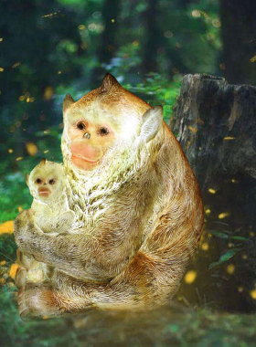 猴子发光玻璃钢动物园假山装饰品