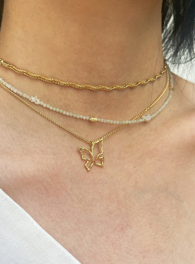 【Butterfly】18K重镀金手工肌理感蝴蝶项链