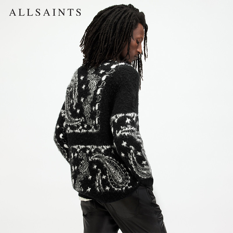 明星同款ALLSAINTS男士柔软提花毛衣羊毛针织2024年秋冬MK500Z