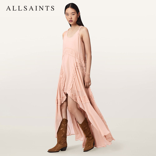 ALLSAINTS女士时尚吊带连衣裙DORINA小黑裙粉色蛋糕裙2026夏新款 - 图2