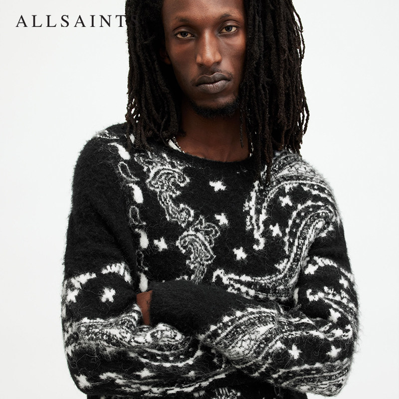 明星同款ALLSAINTS男士柔软提花毛衣羊毛针织2024年秋冬MK500Z