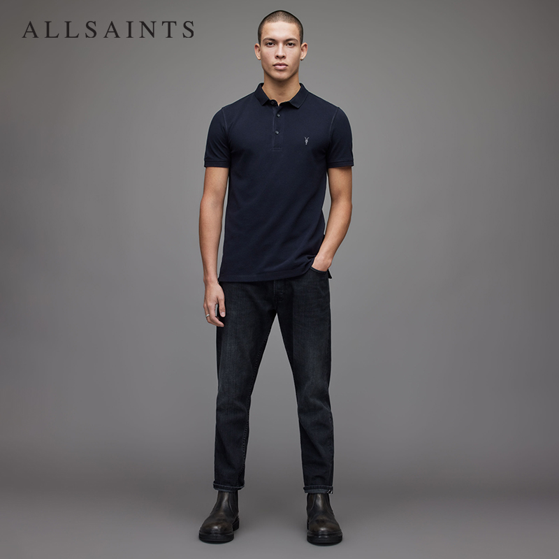 ALLSAINTS男士Polo衫羊头刺绣上衣短袖T恤春夏季经典款男装MD051H-图2