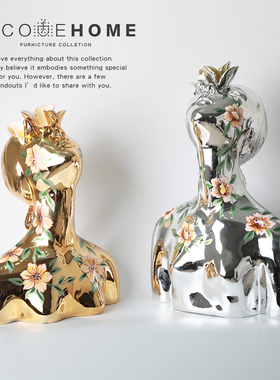 摩登少女轻奢风电镀雕塑走廊摆件