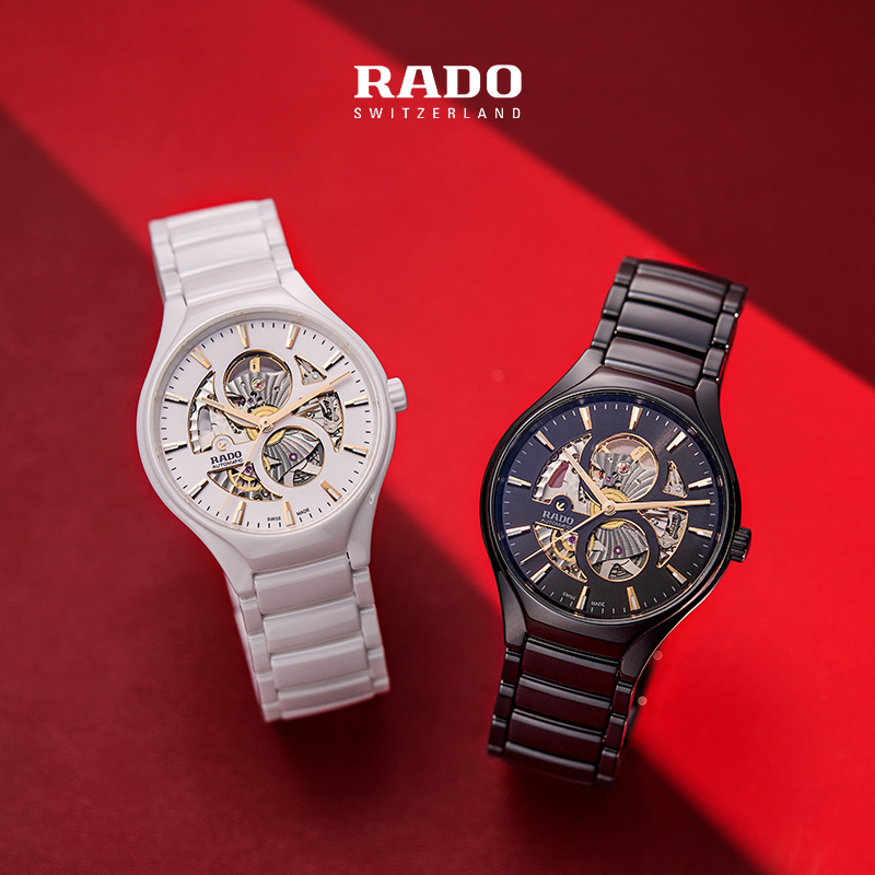 【618】Rado瑞士雷达表真系列芯运白镂空机械腕表陶瓷手表女-图1
