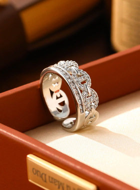 新款复古镂空宫廷风微镶锆石开口戒指女轻奢小众指环时尚百搭首饰