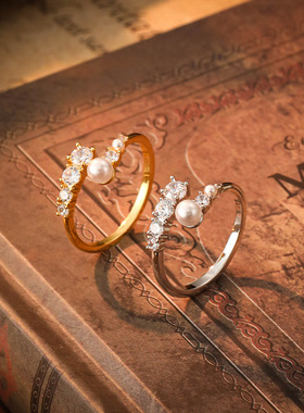 新款微镶锆石开口戒指女小众设计感高级轻奢指环时尚简约百搭首饰