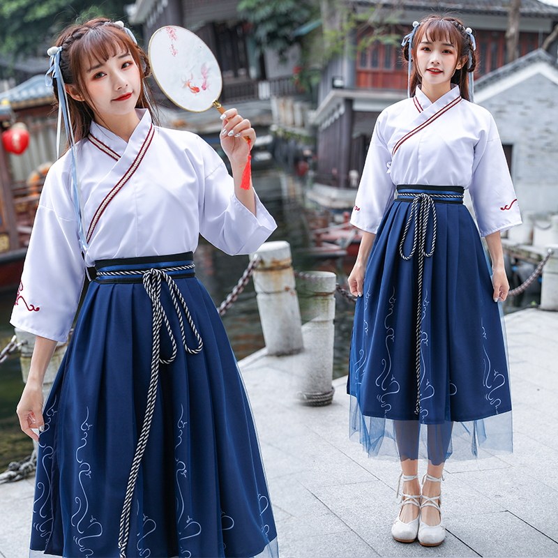 中国风改良日常套装女春古装汉服 返图民族服装/舞台装