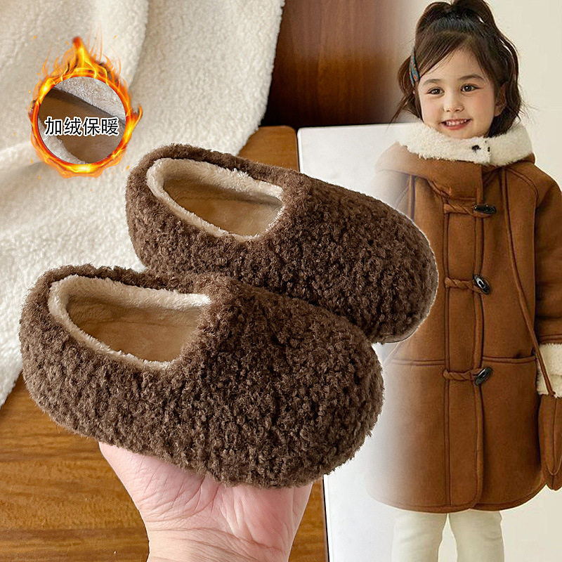 儿童加绒加厚毛绒棉鞋2025年冬季室内室外纯色亲子毛毛鞋鞋女童鞋,淘宝优惠券,粉丝福利购,淘宝优惠卷