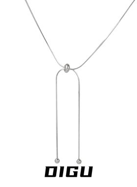 时尚简约金属抽拉项链银色蛇骨链