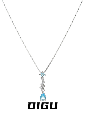 人鱼之泪蓝色水滴吊坠项链锁骨链