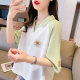 Short-sleeved T-shirt for women's lazy style thin polo collar