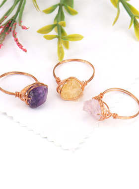 亚马逊货源个性手工编织天然碎石戒指女戒指R04