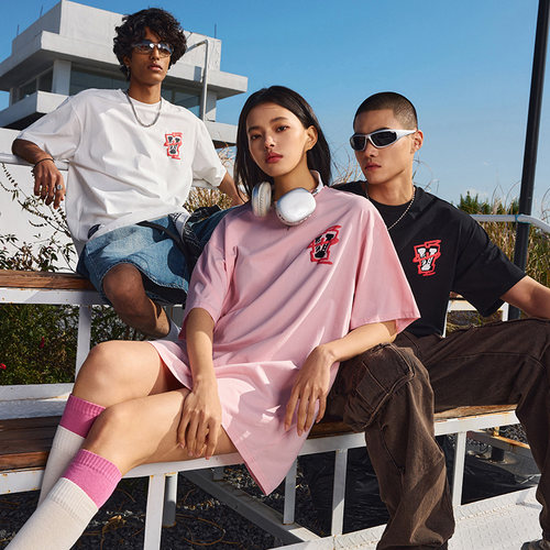 维动夏日短袖男女运动针织篮球美式夏圆领T恤衫纯棉宽松休闲半袖V - 图2