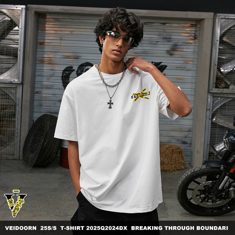 维动破界短袖男女运动针织篮球美式夏季圆领棉T恤衫宽松休闲半袖V - 图0