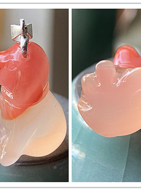 天然九口南红玛瑙立体小狗吊坠925银扣冰飘鸿运当头生肖项链挂饰