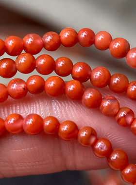3mm天然川料南红玛瑙柿子红火焰纹手串 圆珠手链小米珠