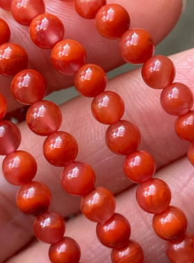 4.4毫米天然南红玛瑙九口火焰红手串diy玫瑰红多圈手链