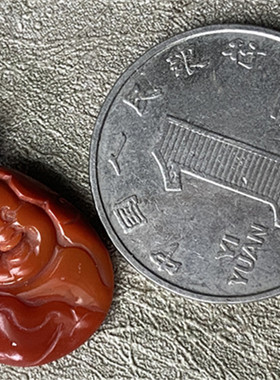 天然原矿柿子红南红玛瑙迷你笑佛吊坠 火焰纹弥勒佛挂件