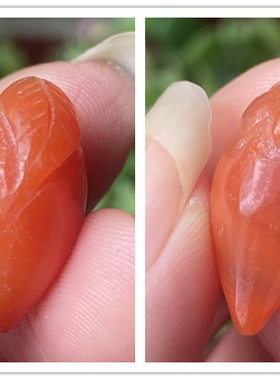 天然保山料南红玛瑙寿桃吊坠雕件 磨砂感樱桃红玉石雕刻挂饰项坠