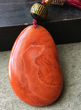 天然四川南红玛瑙龙吊坠雕件 柿子红火焰红。生肖雕刻车挂件