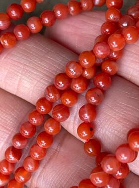3.5mm迷你天然四川九口南红玛瑙柿子红小珠子手串DIY2
