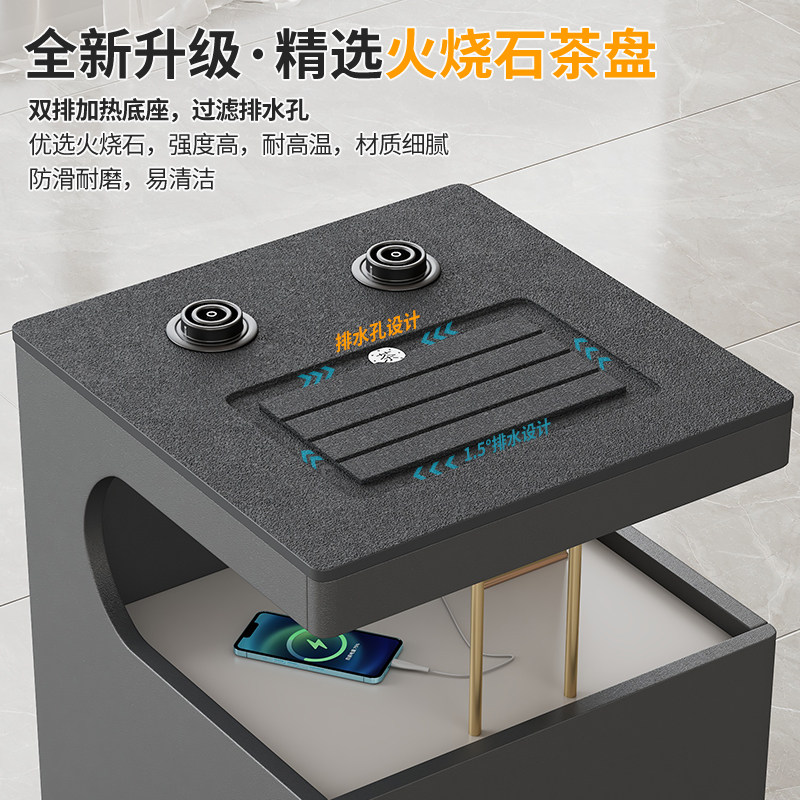 移动茶台烧水壶一体火烧石岩板家用小茶车小户型沙发边几功夫茶几,淘宝优惠券,粉丝福利购,淘宝优惠卷