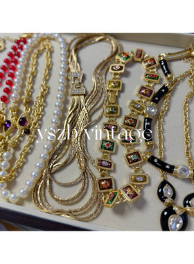 复古镀真金保色琉璃珐琅重工项链