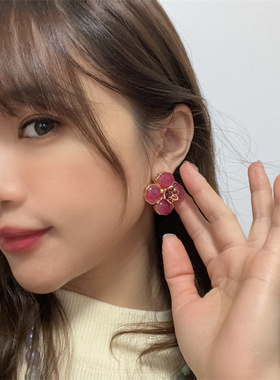 女复古果冻琉璃花朵耳钉手链项链