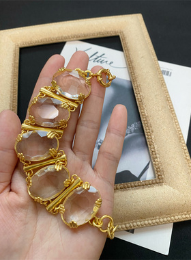女复古夸张透明琉璃手链