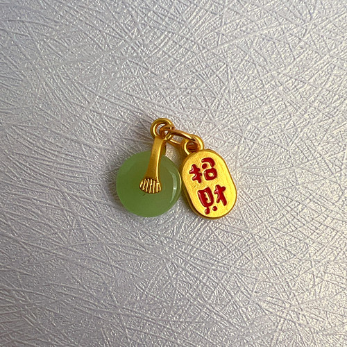 手工diy挂坠配件吊饰古法哑金玉髓平安扣挂饰招财纳福压襟装饰品 - 图2
