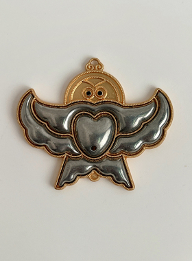 diy手工挂饰纸鸢哑金色宋锦包布艺底胎托挂件材料呆毛鸟吊坠合金