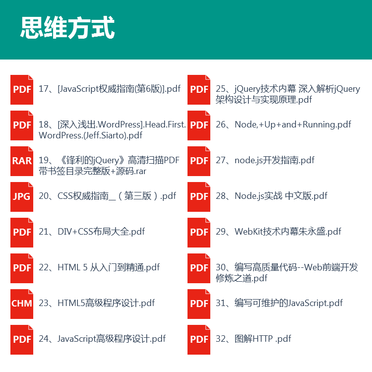 前端必读资料 HTML5+ CSS3+JavaScript+Nodejs 32本专业书籍 1.4G - 图1