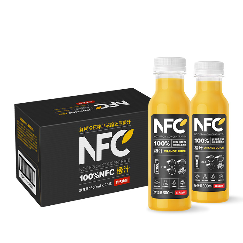 农夫山泉 100%NFC 鲜果冷压榨 纯果汁 300ml*10瓶