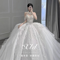 < Flounder > Wedding Dress 2023 New Bridal Main Veil Fugitive Princess Super Heavy Work Comeback Senior Line