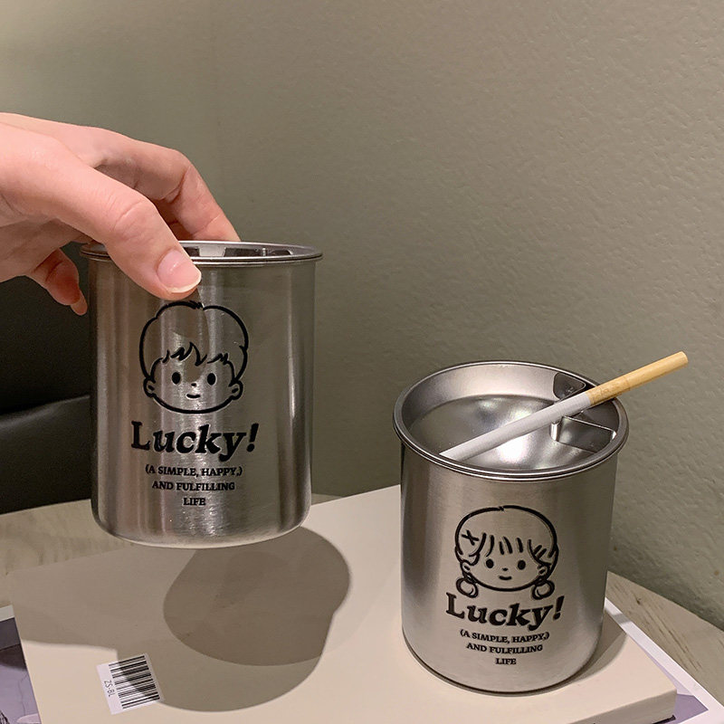 卡通ins幸运男孩置地式烟灰缸高颜值可爱简约厕所卫生间客厅烟缸 - 图2