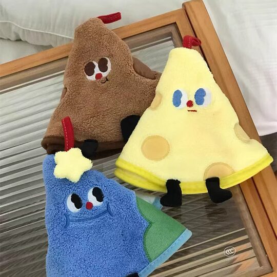 Cute hand towels, water-absorbent, quick-drying, hanging coral velvet, bathroom, children's hand-washing towels, kitchen rags