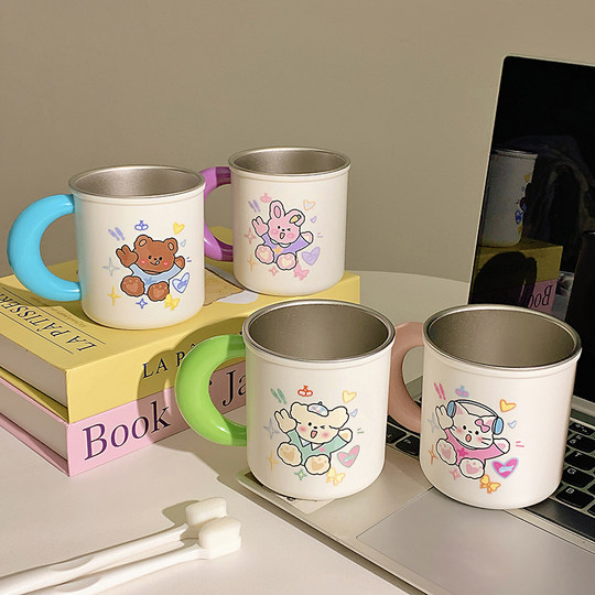 316 stainless steel family toothbrushing cup, cute couple students, anti-fall antibacterial wash cup, cartoon couple mouthwash cup