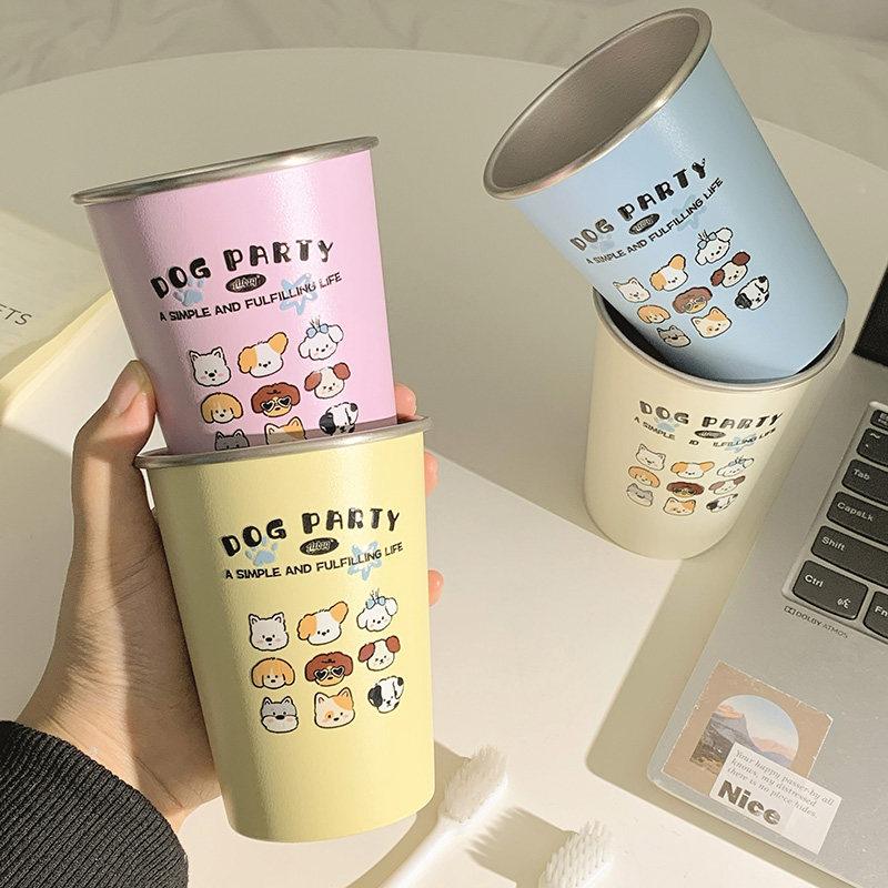 卡通小狗304洗漱高颜值情侣可爱牙刷不锈钢简约漱口杯家用刷牙ins,淘宝优惠券,粉丝福利购,淘宝优惠卷