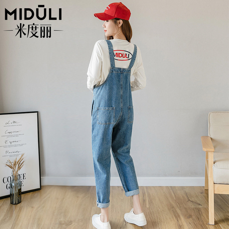 孕妇背带裤套装秋冬款外穿孕妇裤子 米度丽睿薇孕妇打底裤