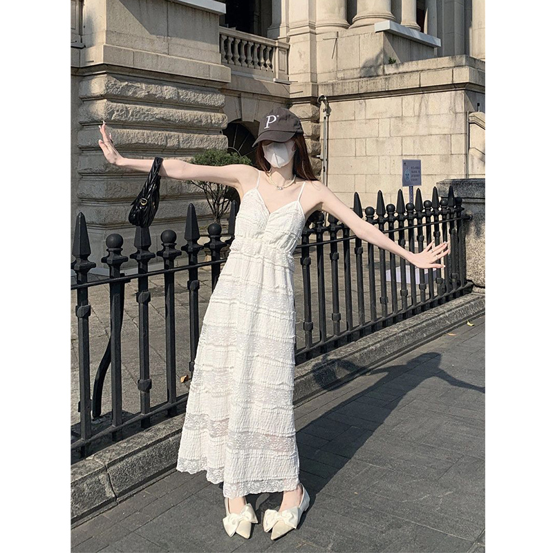 甜美洋气时尚新中式蕾丝吊带裙连衣裙女2025夏季5蛋糕裙长款裙子,淘宝优惠券,粉丝福利购,淘宝优惠卷