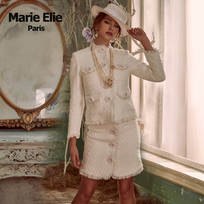 marie elie秋冬经典款璃镜小花扣 MarieElie短外套