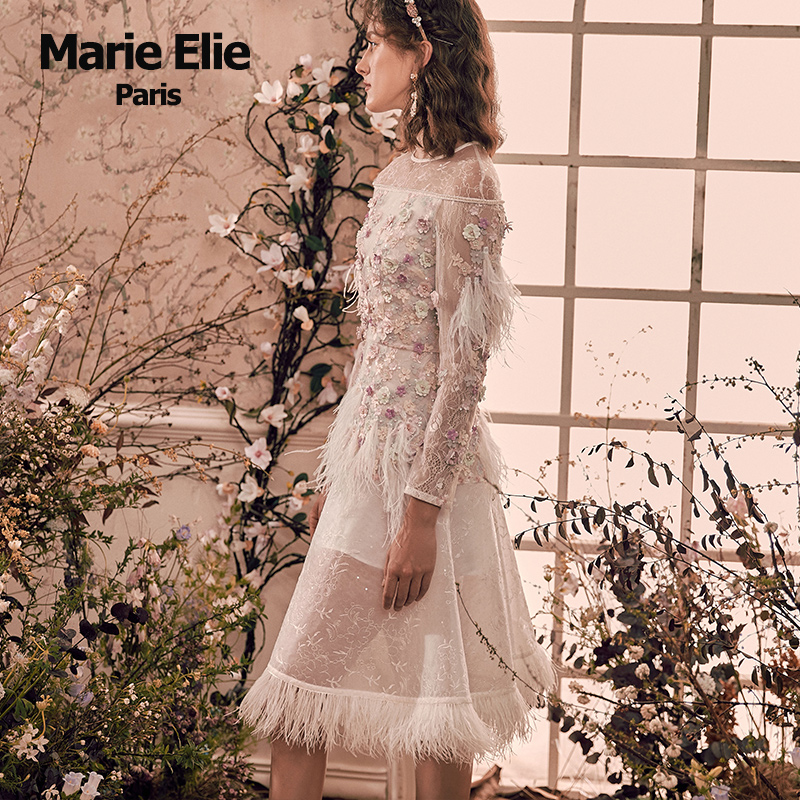【现货】marie elie羽毛连衣裙 MarieElie连衣裙