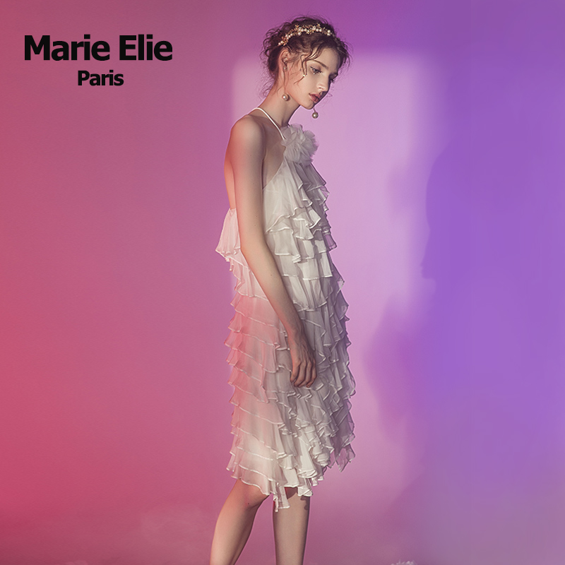 marie elie2018春夏新款挂脖公主裙 MarieElie连衣裙