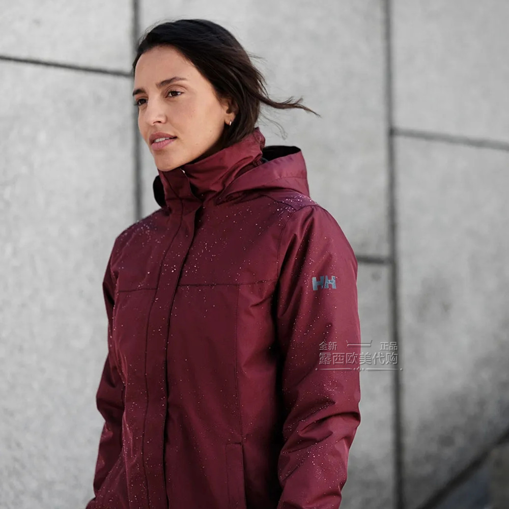 Helly Hansen ADEN HH海丽汉森户外冲锋衣女子防水连帽夹克中长款-图0