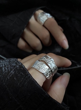 s925开口食指戒指ins熔岩不规则