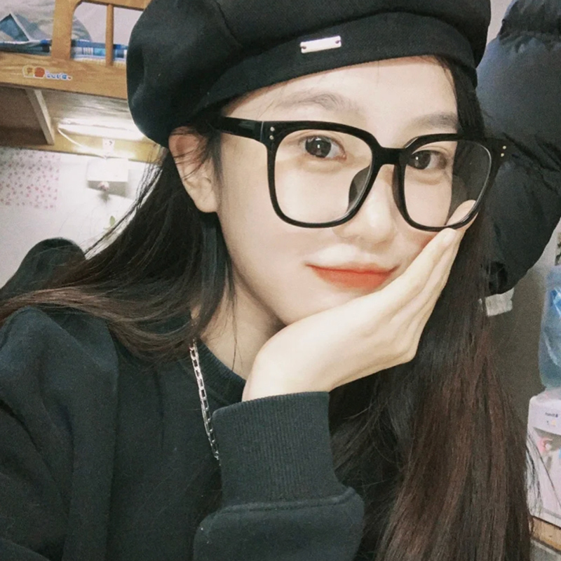 素颜黑框眼镜女防蓝光抗辐射大框圆脸显脸小韩系GM网红装饰眼镜架 - 图0