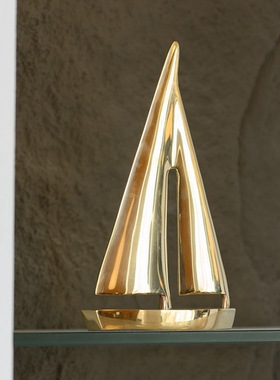 进口黄铜金色小帆船玄关摆件欧式